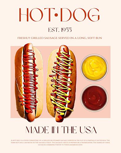 American Hot Dog Classic Art Print by Nazma Khokhar