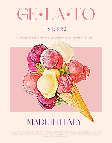 Italian Gelato Flavors Art Print