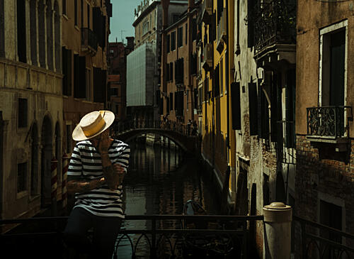 Gondolier in Venice Canal Art Print by MD Aidul Islam