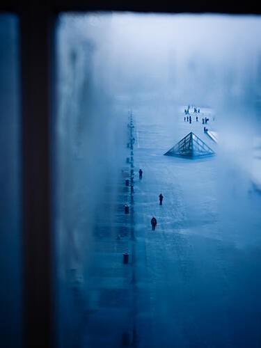 Misty Blue City Walk Art Print by Woo Jung Choi