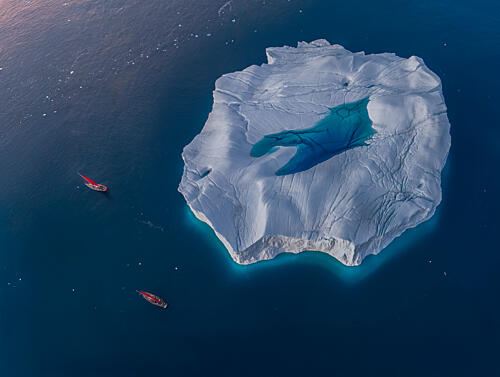 Iceberg Lagoon and Boats Art Print