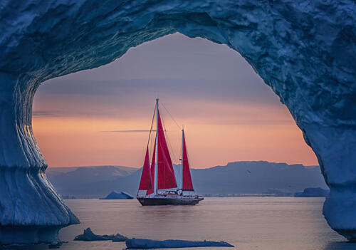 Red Sails Arctic Sunset Art Print by Yuan Su