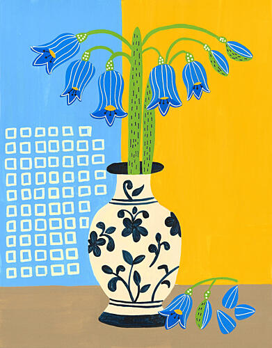 Blue Bellflowers Vase Art Print