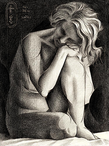 Pensive Nude Study Art Print