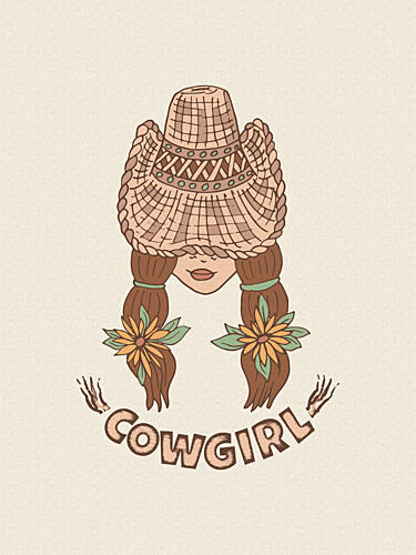 Cowgirl Hat and Sunflowers Fashion Print