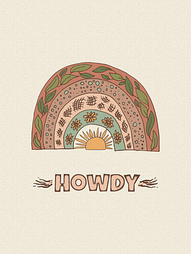 Howdy Boho Rainbow Art Print by Olena Kovalova