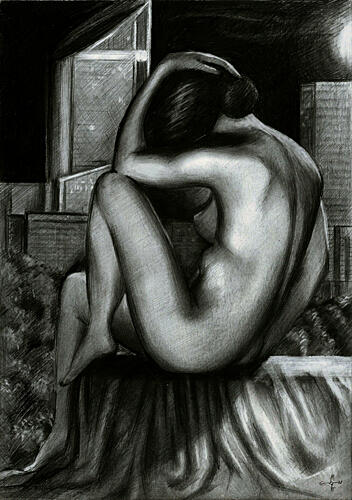 Pensive Urban Nude Art Print
