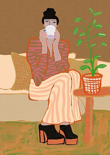 Cozy Coffee Moment Fashion Print