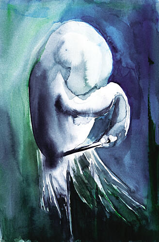 Ethereal Blue Figure Art Print