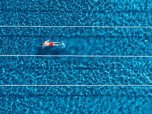Overhead Pool Swim Art Print by Oskar Ulvur