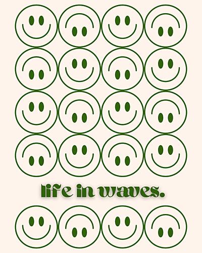 Wavy Happy Faces Art Print