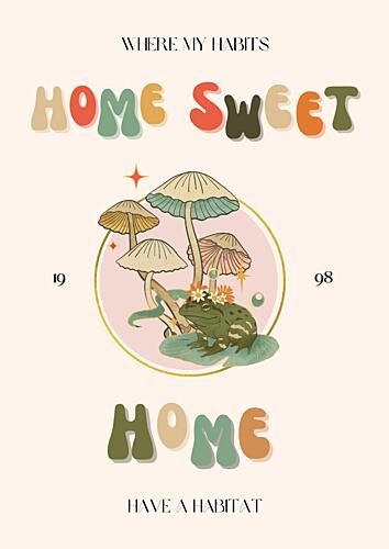 Home Sweet Mushroom Frog Art Print
