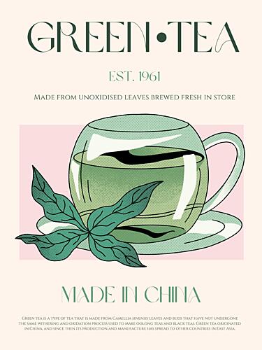 Fresh Green Tea Cup Art Print