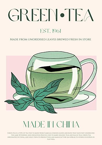 Refreshing Green Tea Cup Art Print