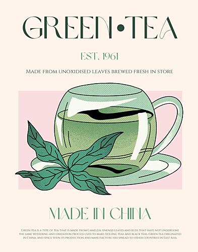 Classic Green Tea Cup Art Print