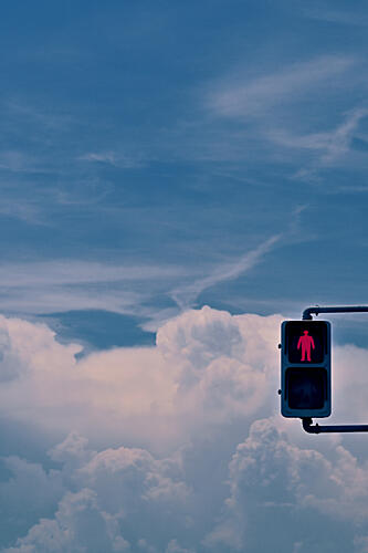 Red Light Blue Sky Art Print by Kaito