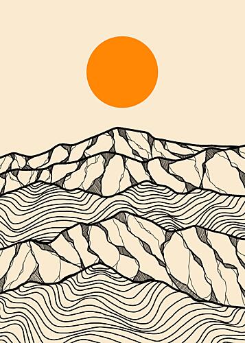 Abstract Mountain Sunset Art Print by Alim Fitranto