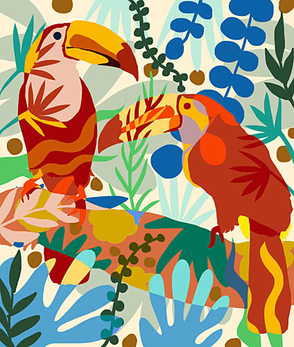 Colorful Tropical Toucans Art Print