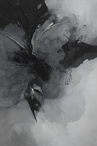 Abstract Gray Bloom Art Print