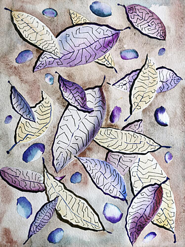 Watercolor Leaves Scattered Art Print