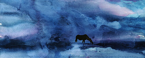 Blue Horse Twilight Art Print