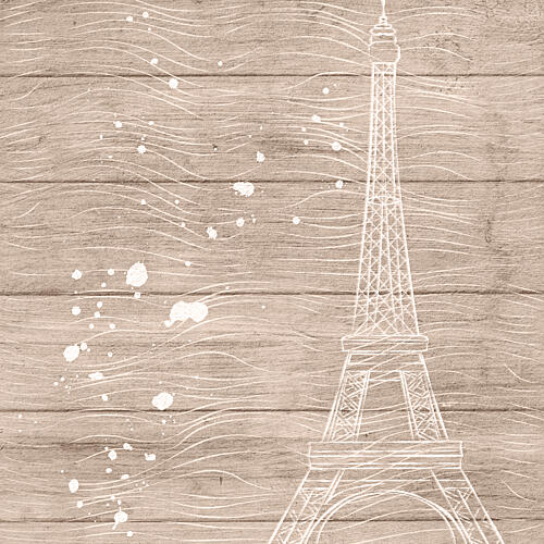 Eiffel Tower Wood Sketch Art Print by Martina