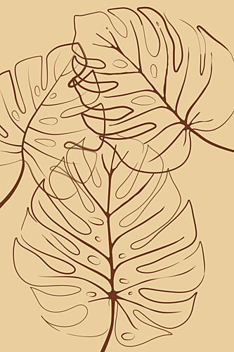 Boho Monstera Leaf Outlines Art Print by Martina