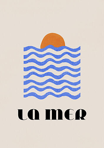 la Mer Sunset Waves Art Print