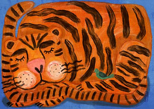Sweet Sleeping Tiger Art Print