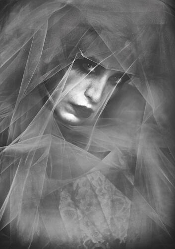 Ethereal Veiled Portrait Art Print by Erik Jaderholm