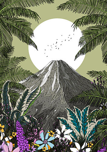 Tropical Mountain Sun Art Print