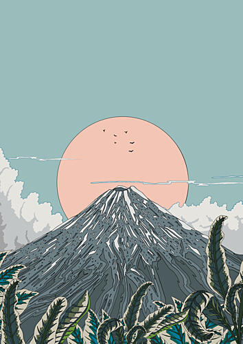 Mount Fuji Pink Sunrise Art Print