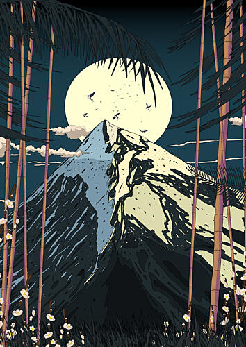 Serene Mountain Moonlight Art Print