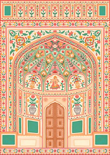 Floral Ganesh Temple Arch Art Print by Nidhi Kachhadiya