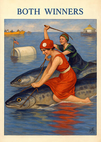 Vintage Fish Riders Art Print