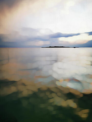 Calm Ocean Island Horizon Art Print