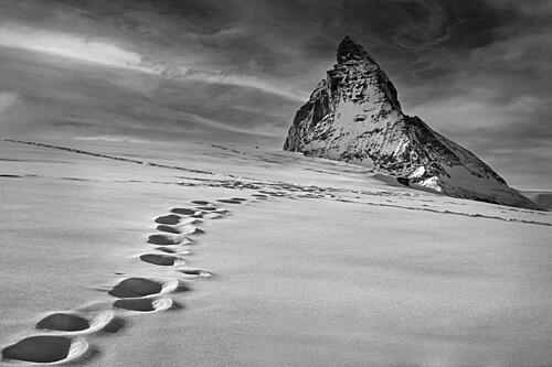 Snowy Mountain Footprints Art Print