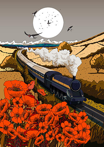 Poppy Field Express Art Print