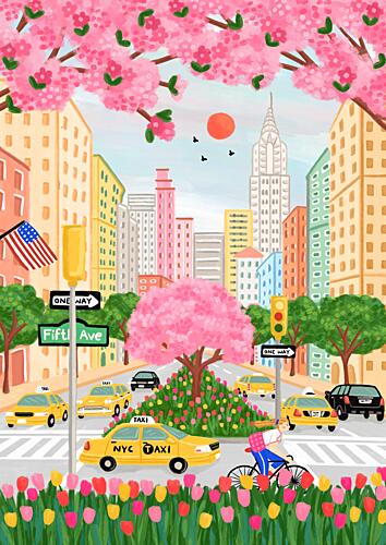 Nyc Cherry Blossoms Art Print