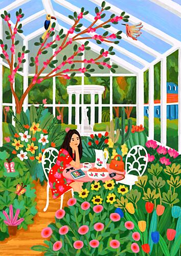 Vibrant Greenhouse Garden Art Print