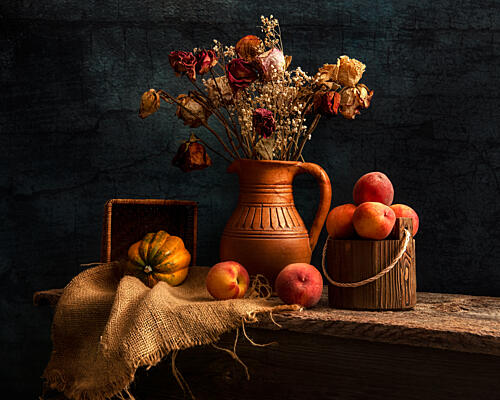 Rustic Autumn Still Life Art Print by Louie Luo