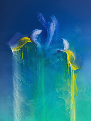 Ethereal Blue Yellow Flow Art Print by Angi Wallace