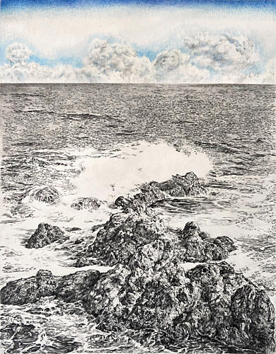 Ocean Waves Rocky Coast Art Print