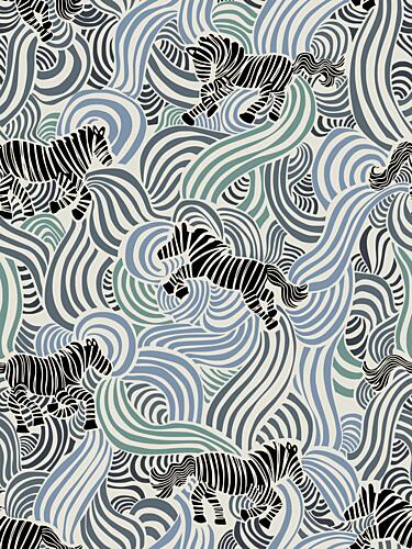 Playful Zebras Wavy Pattern Art Print