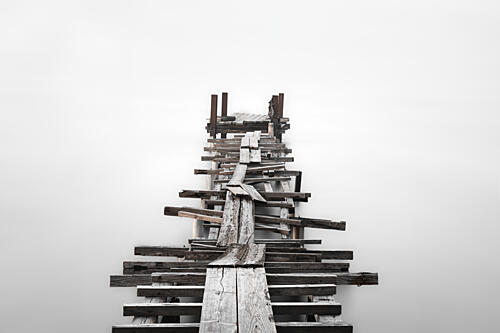Solitary Wooden Pier Art Print by Soh