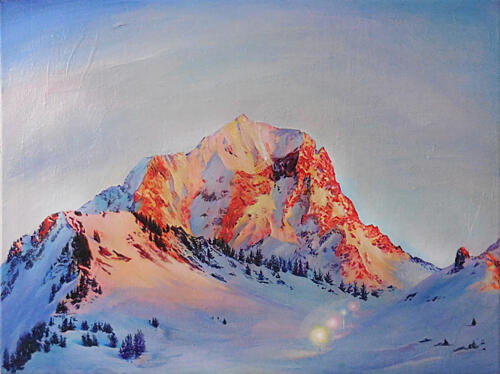 Snowy Mountain Radiance Art Print
