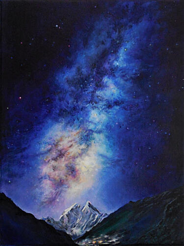 Milky Way Mountain Night Art Print
