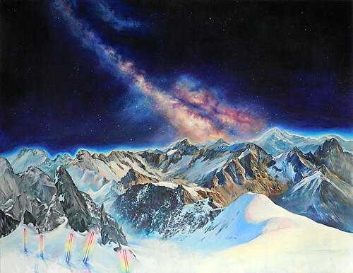 Milky Way over Mountains Art Print