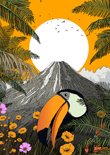 Toucan Jungle Mountain Art Print