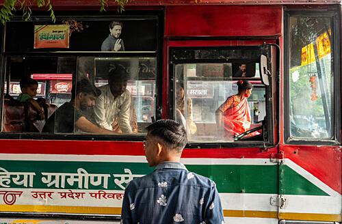 Red Bus India Art Print